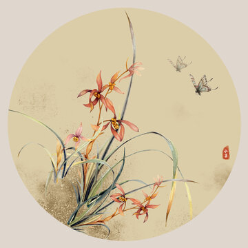 國(guó)風(fēng)水墨蘭花