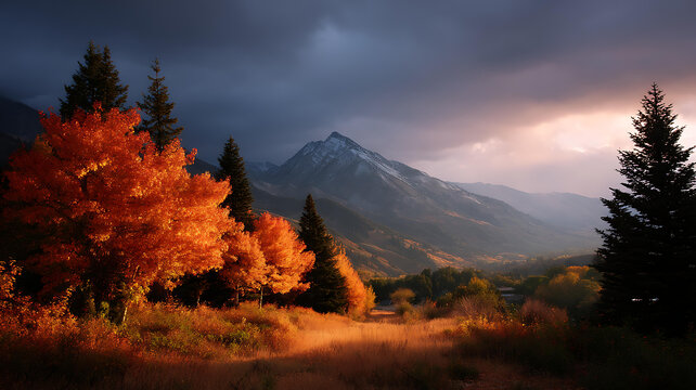 秋日山谷彩葉美景
