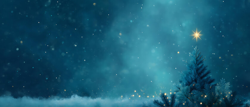 冬夜圣誕樹雪景背景圖