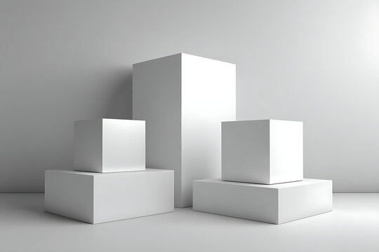 抽象極簡白色幾何形狀展示臺