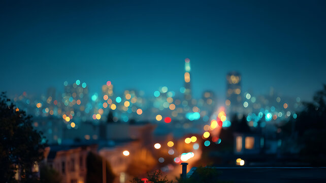 夜幕下的城市燈光夜景