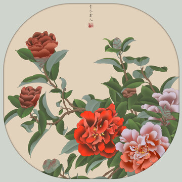 山茶畫(huà)工筆畫(huà)
