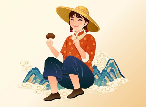 采蘑菇的小姑娘