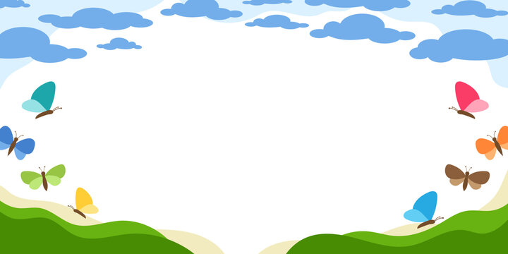 彩色蝴蝶飛舞的清新風(fēng)景