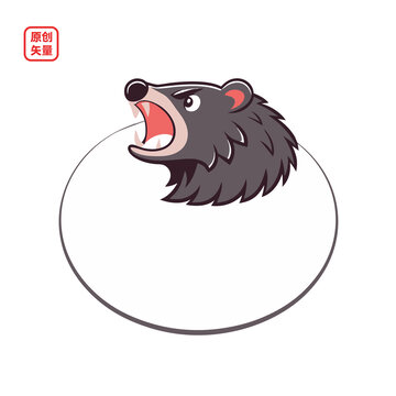 咆哮的卡通黑熊頭像