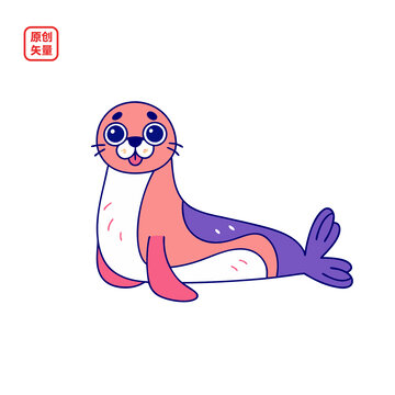 可愛(ài)卡通小海豹插畫