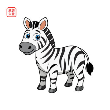 可愛卡通斑馬矢量插畫