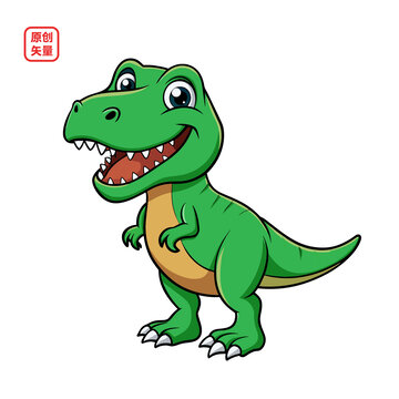 可愛綠色卡通小恐龍形象