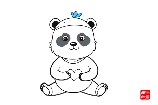可愛(ài)卡通熊貓比心形象