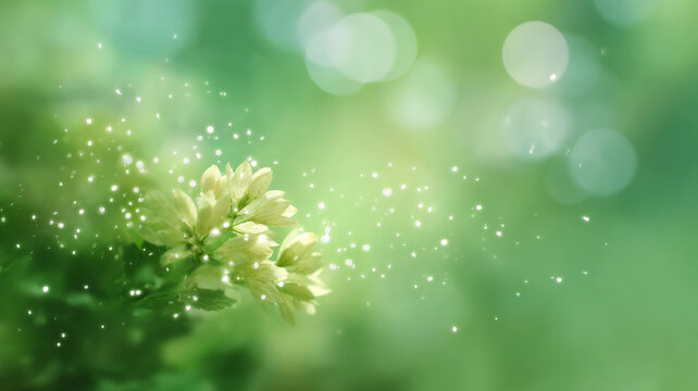 夢(mèng)幻般綠意盎然的春季花朵
