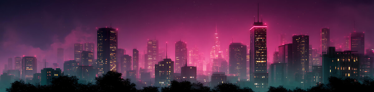 夢幻霓虹之夜都市景觀