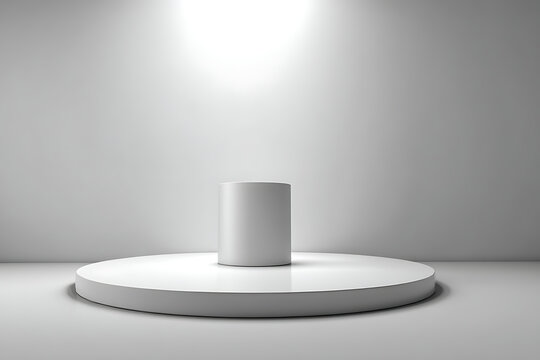 現代簡約白色圓柱展示臺