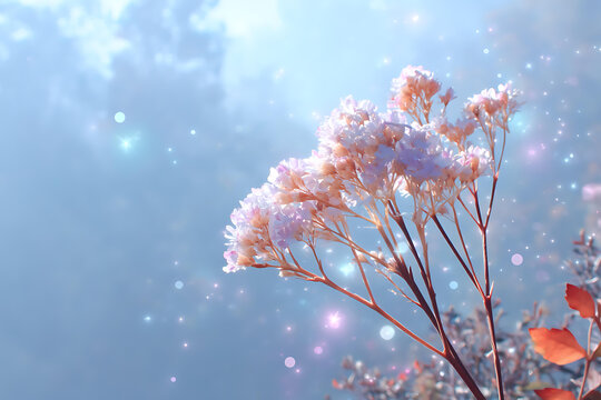 夢幻般的粉嫩花朵與天空
