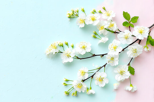 淡雅春日花朵背景圖