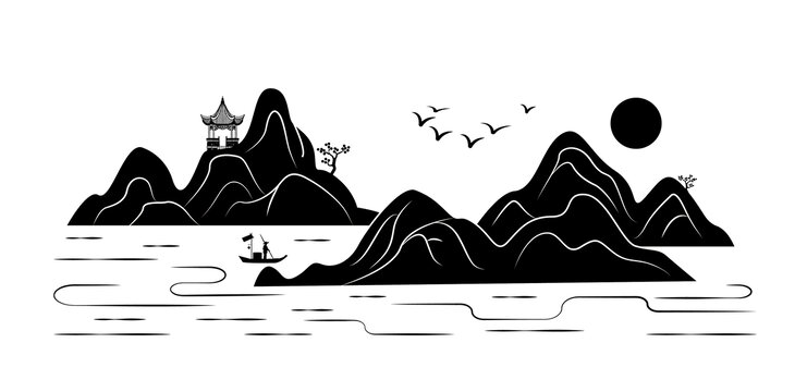 中式矢量山水