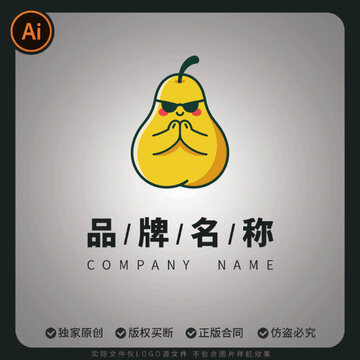 酷炫擬人祈禱衍生物吉祥物卡通梨子品牌標志