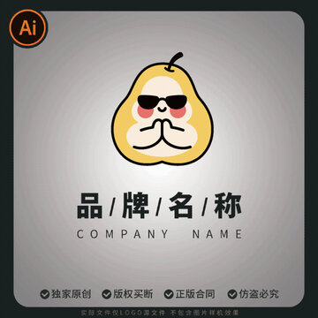卡通梨子logo擬人祈禱品牌標(biāo)志設(shè)計(jì)