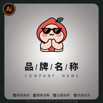 矢量桃子logo卡通品牌形象吉祥物設計