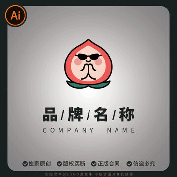 個(gè)性桃子logo衍生物水果標(biāo)志招牌