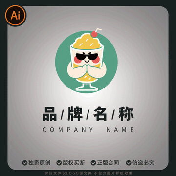 冰淇淋logo水果杯可愛卡通吉祥物標(biāo)志
