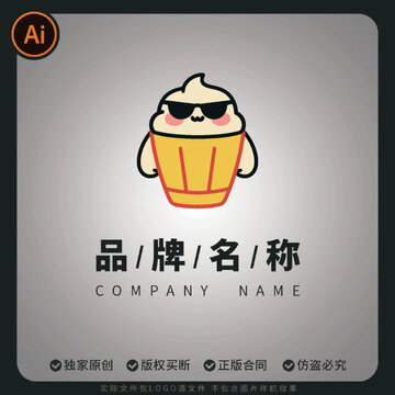 可愛(ài)卡通冰淇淋品牌甜筒logo標(biāo)志