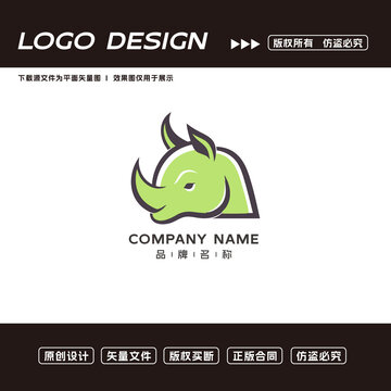 卡通犀牛logo標(biāo)志