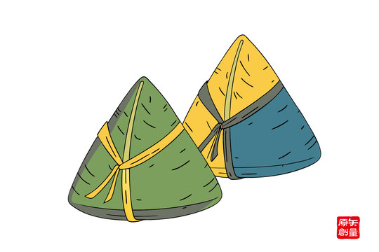 卡通風(fēng)格的美味粽子插畫