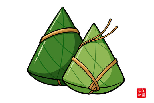 卡通風(fēng)格的兩個美味粽子