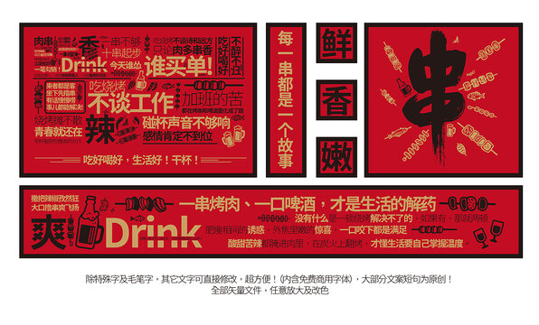 燒烤海報背景墻布置裝飾