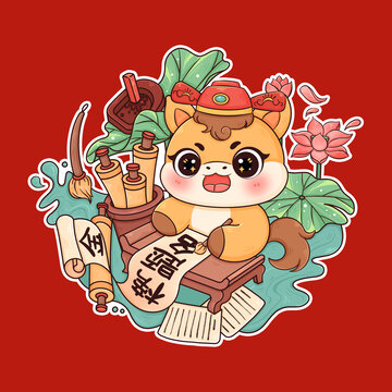 2026馬年插畫金榜題名