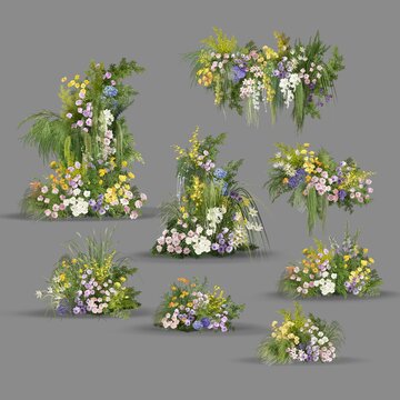 白黃綠婚禮花藝素材