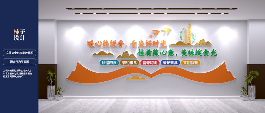 食堂文化墻設計效果圖