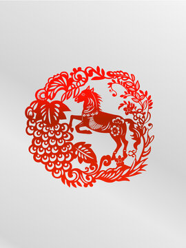 馬年奔馬飛馬福字葡萄窗花新年系列剪紙
