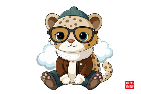 戴帽戴鏡的可愛小豹子