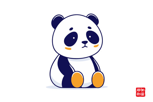 可愛坐姿卡通熊貓形象