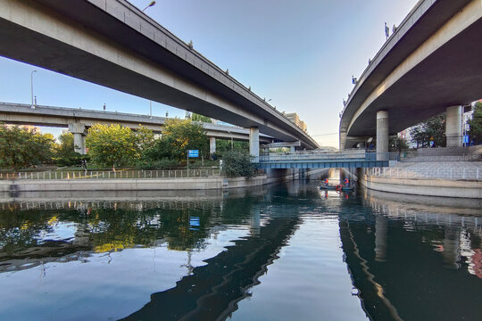 北京北護城河東直門段通向亮馬河水道