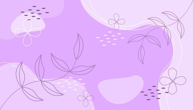 淡紫色花卉簡約線條背景圖