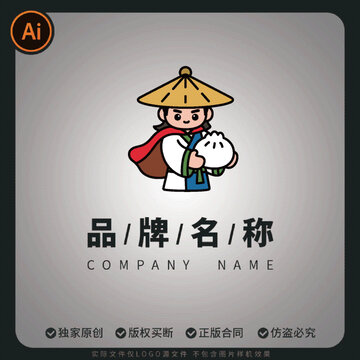 矢量夜市古風(fēng)包子形象logo品牌商標(biāo)