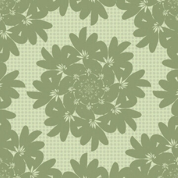 清新綠葉花卉幾何圖案