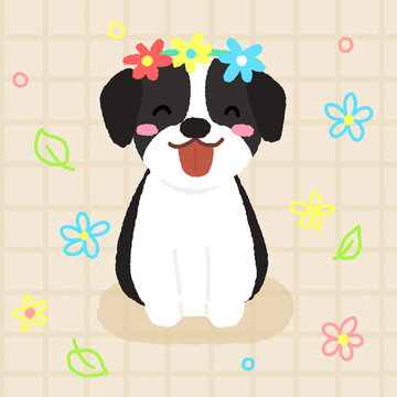 卡通邊牧犬