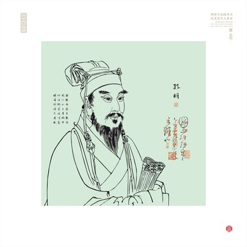 諸葛亮線描圖孔明白描圖
