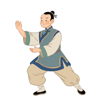 古代武者練功形象插畫