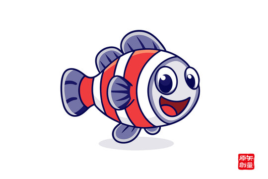 可愛卡通條紋小魚形象
