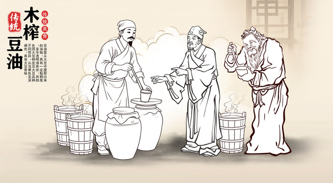 賣油翁線描圖