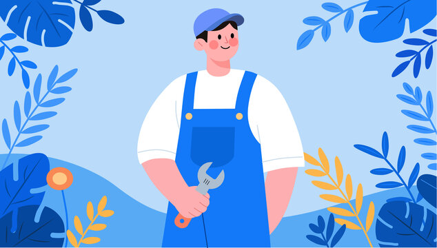 拿著工具的勞動工作者