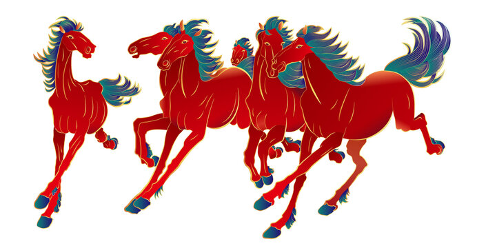 六駿圖插畫(huà)