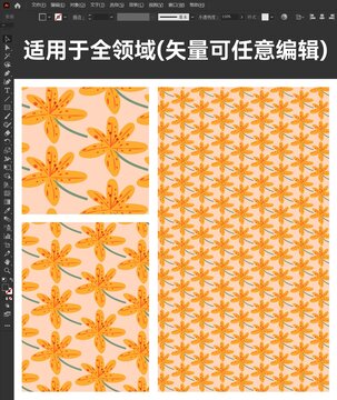 橙色花朵圖案無縫拼接