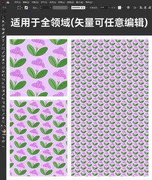 紫色花朵無(wú)縫圖案設(shè)計(jì)