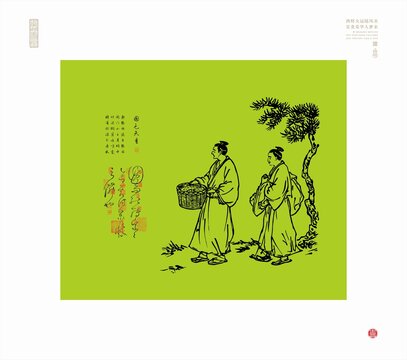 中國神仙人物圖卷古代人物線描圖