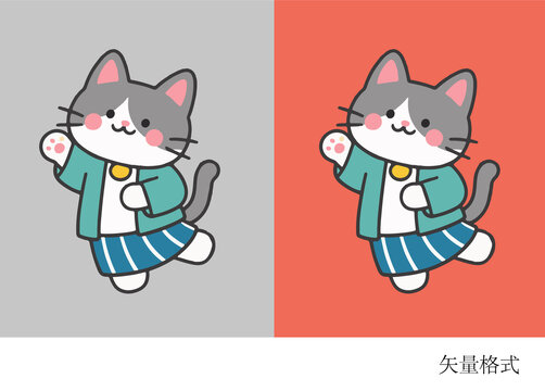 可愛手繪貓咪元素插畫素材
